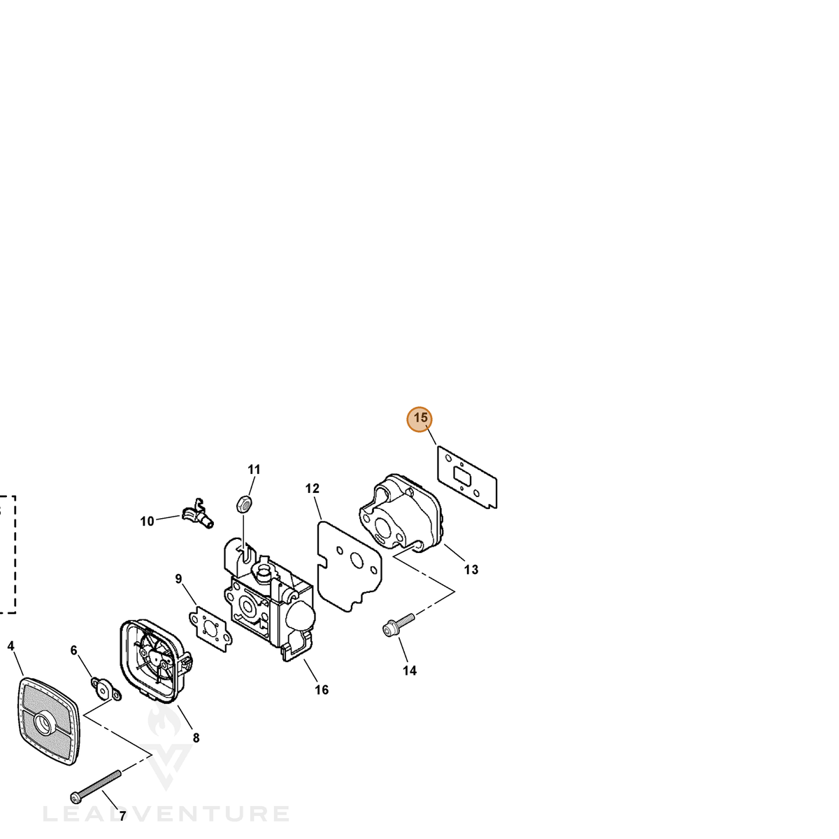 ECHO part V103000390 — IPL diagram snippet (6x zoom, amber highlight)