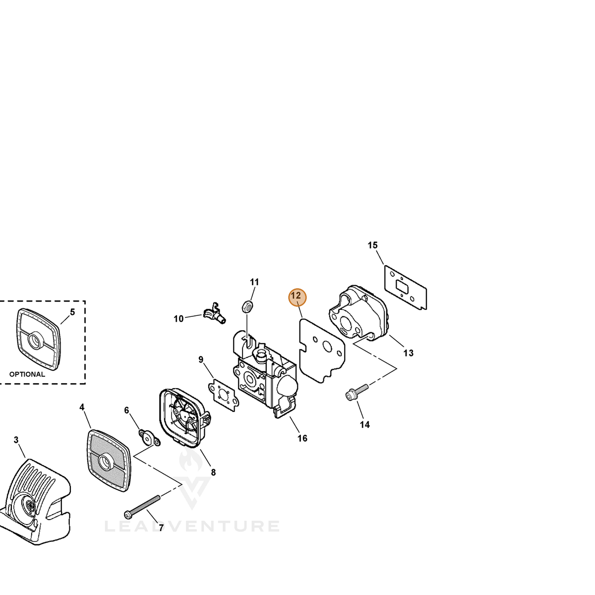 ECHO part V103000400 — IPL diagram snippet (6x zoom, amber highlight)