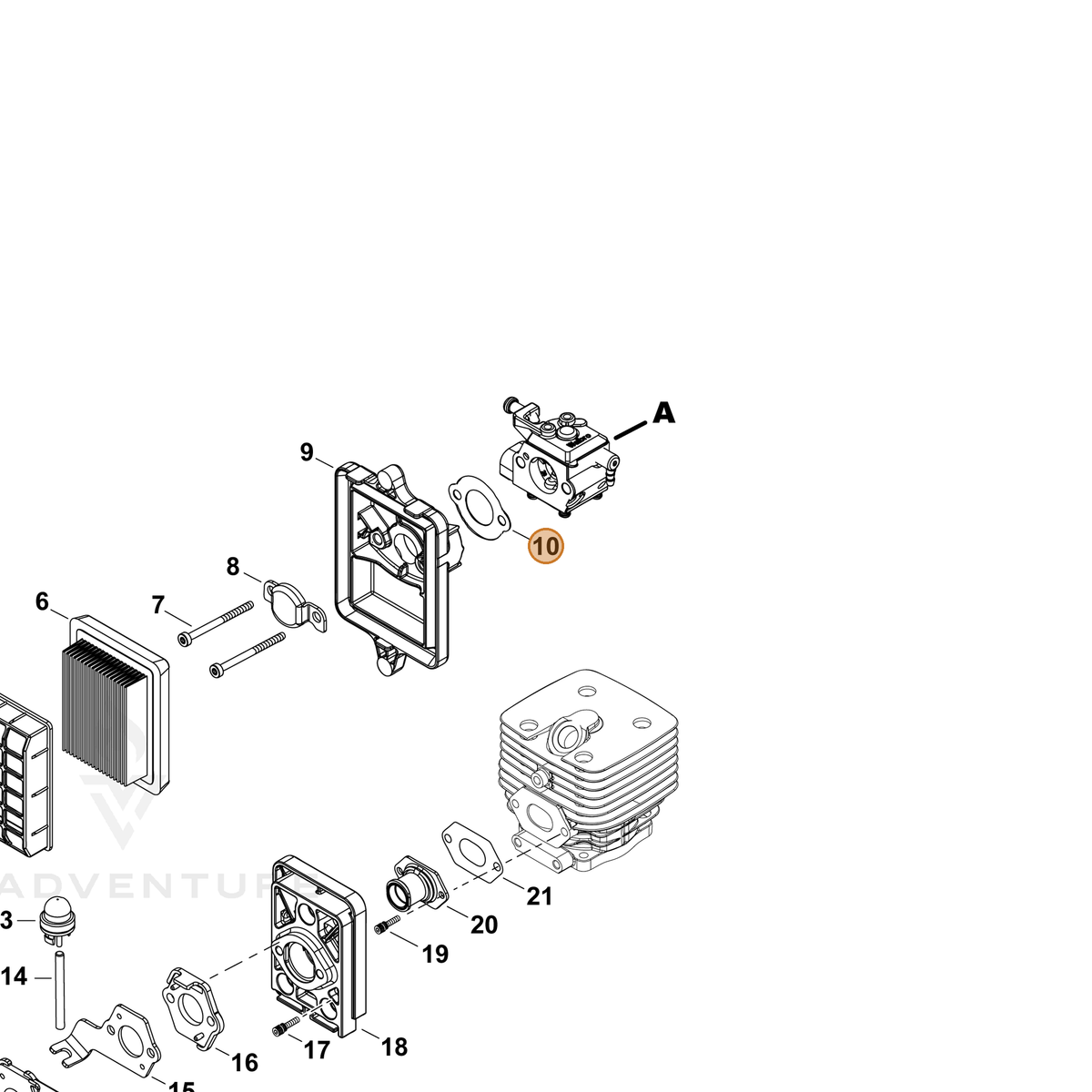ECHO part V103000471 — IPL diagram snippet (6x zoom, amber highlight)