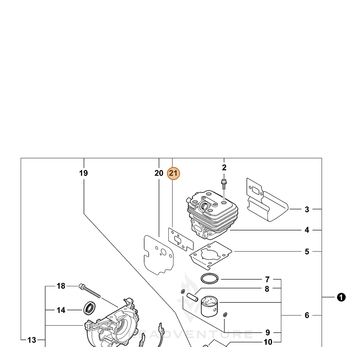 ECHO part V103000540 — IPL diagram snippet (6x zoom, amber highlight)