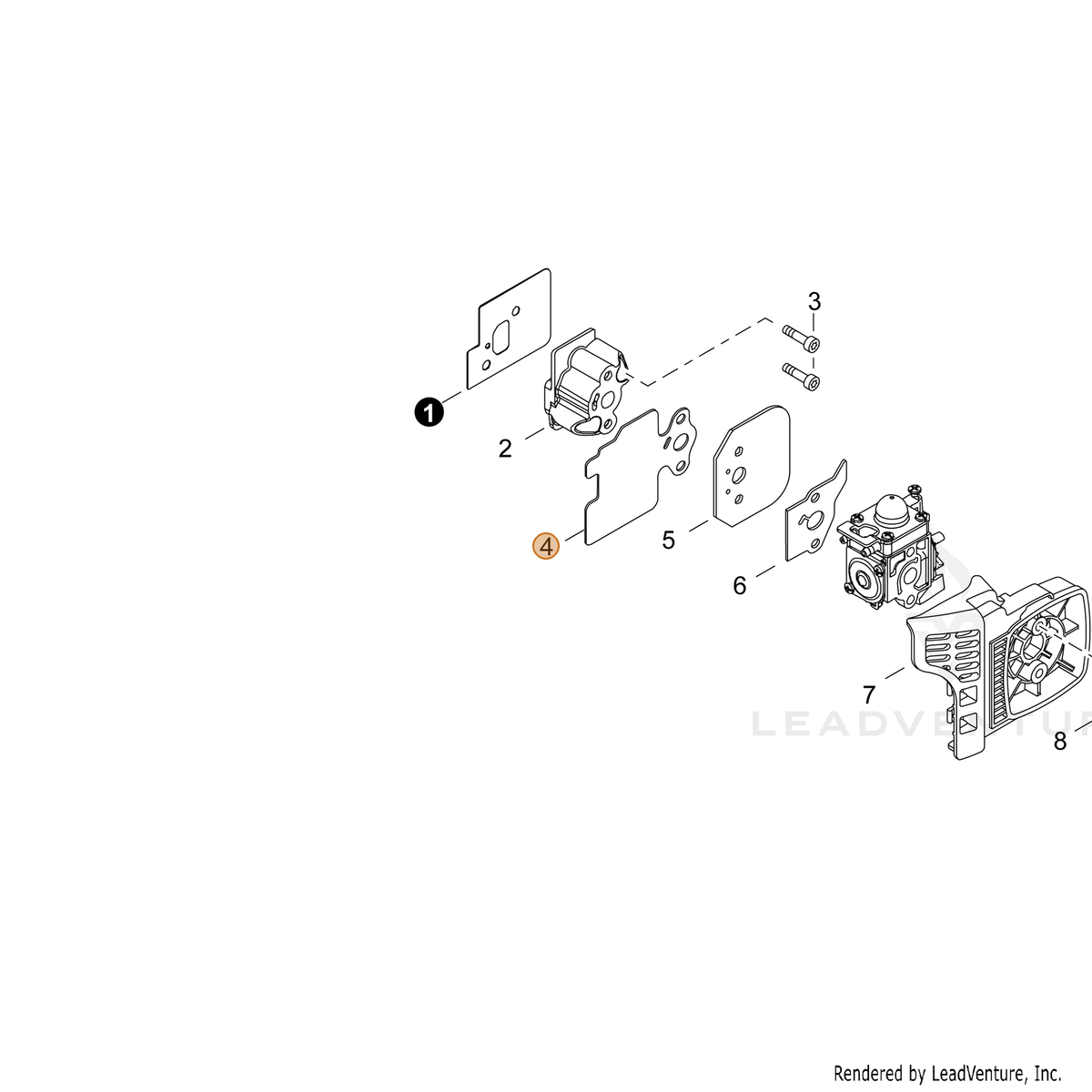 ECHO part V103001410 — IPL diagram snippet (6x zoom, amber highlight)