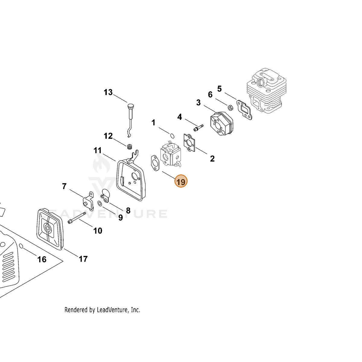 ECHO part V103001460 — IPL diagram snippet (6x zoom, amber highlight)