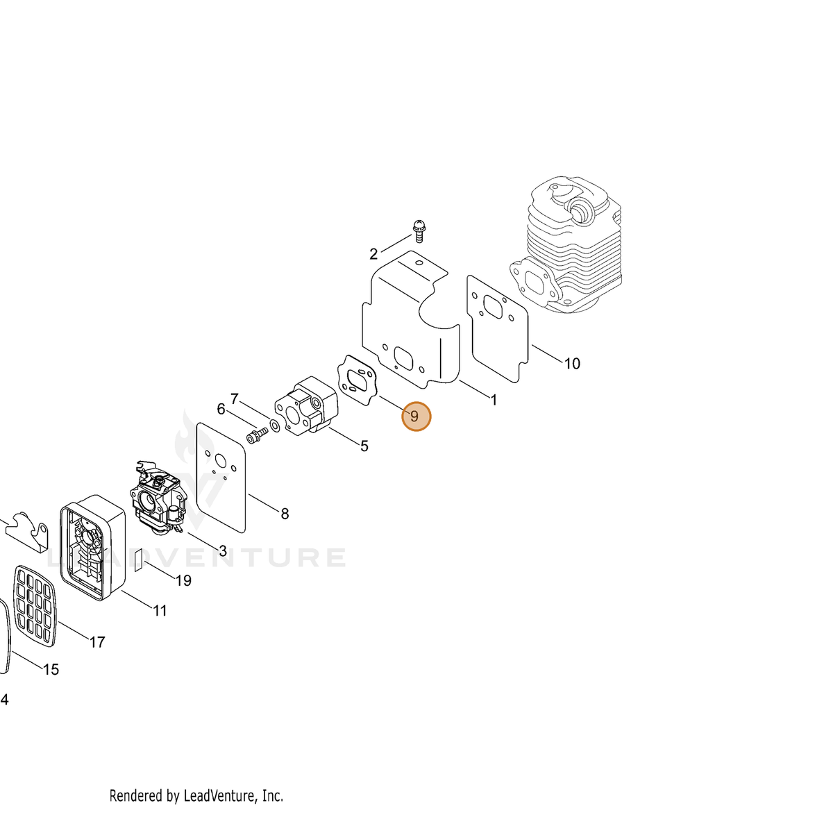 ECHO part V103001520 — IPL diagram snippet (6x zoom, amber highlight)