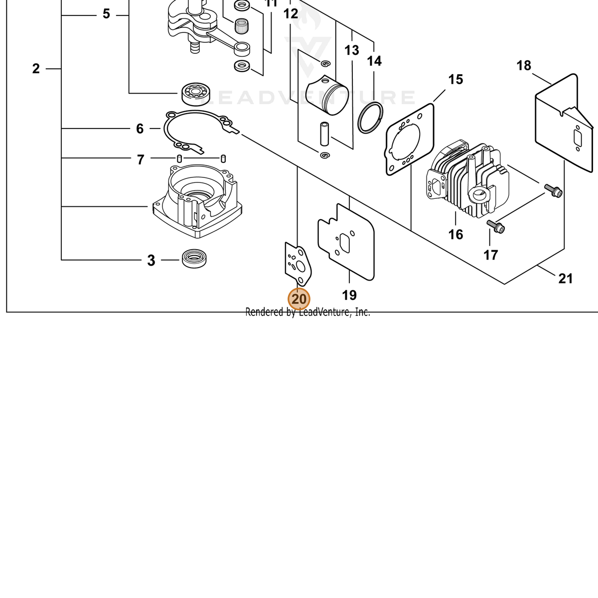ECHO part V103001580 — IPL diagram snippet (6x zoom, amber highlight)