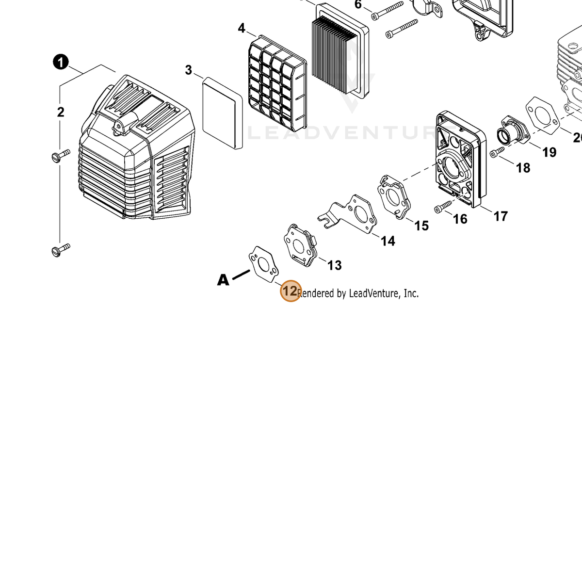 ECHO part V103001610 — IPL diagram snippet (6x zoom, amber highlight)