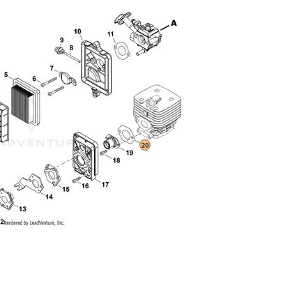 ECHO part V103001620 — IPL diagram snippet (6x zoom, amber highlight)