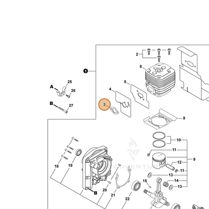 ECHO part V103001790 — IPL diagram snippet (6x zoom, amber highlight)