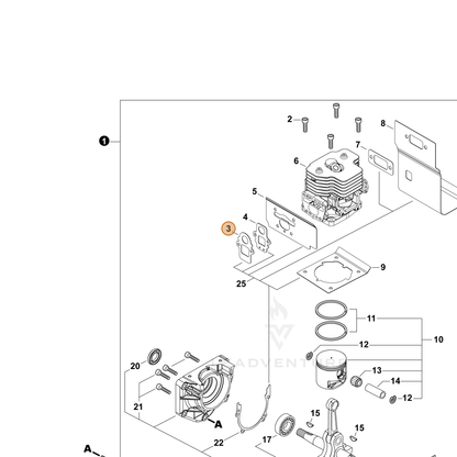 ECHO part V103002050 — IPL diagram snippet (6x zoom, amber highlight)