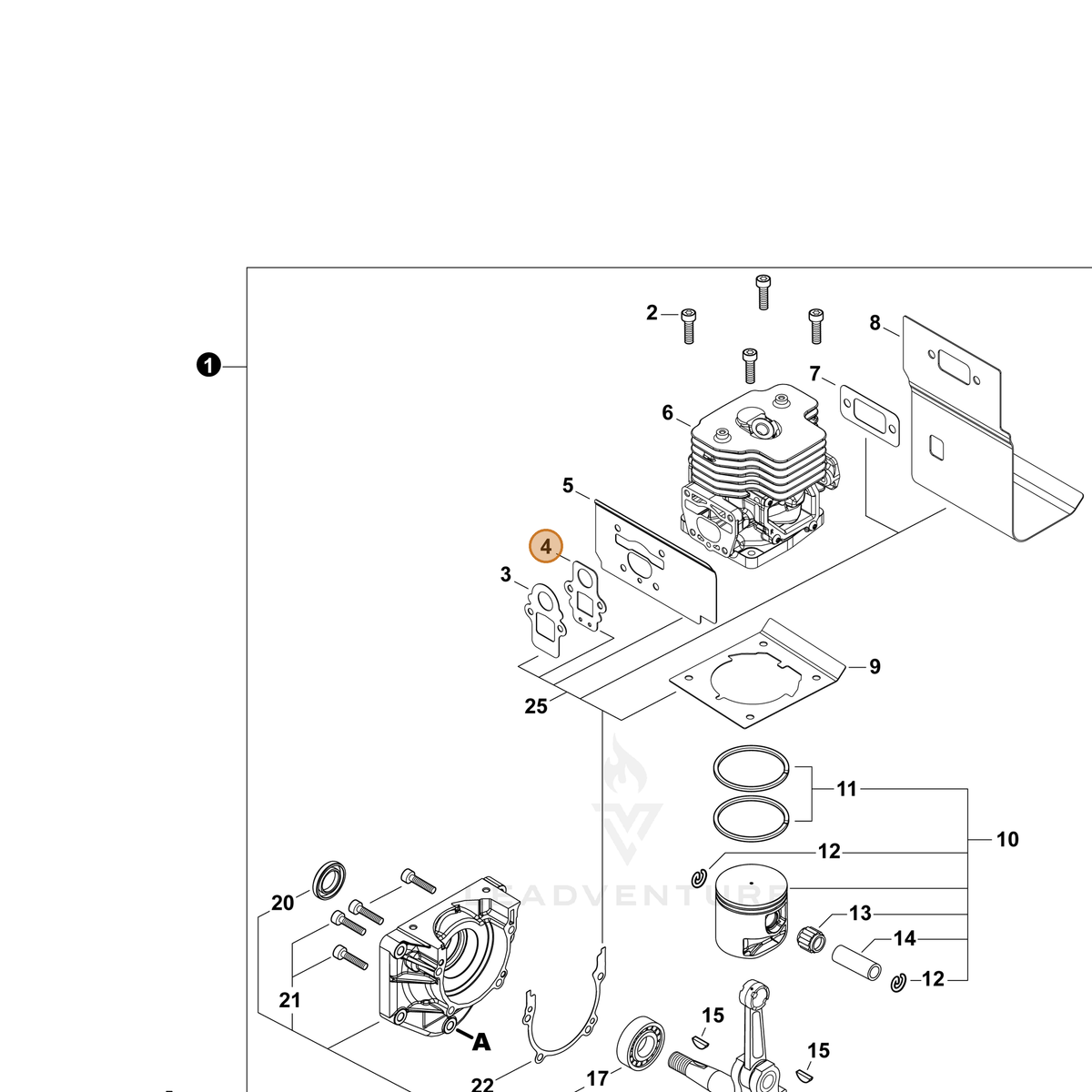 ECHO part V103002060 — IPL diagram snippet (6x zoom, amber highlight)