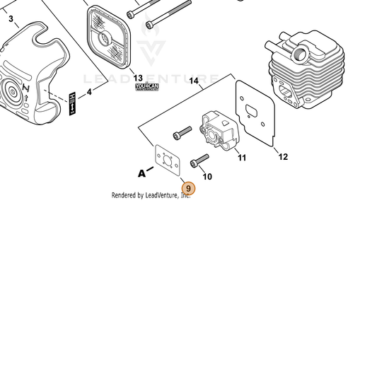 ECHO part V103002190 — IPL diagram snippet (6x zoom, amber highlight)