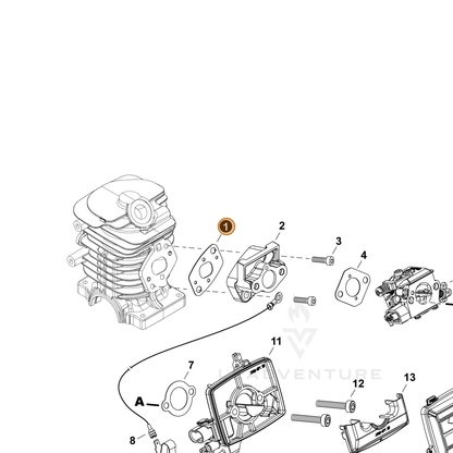 ECHO part V103002200 — IPL diagram snippet (6x zoom, amber highlight)