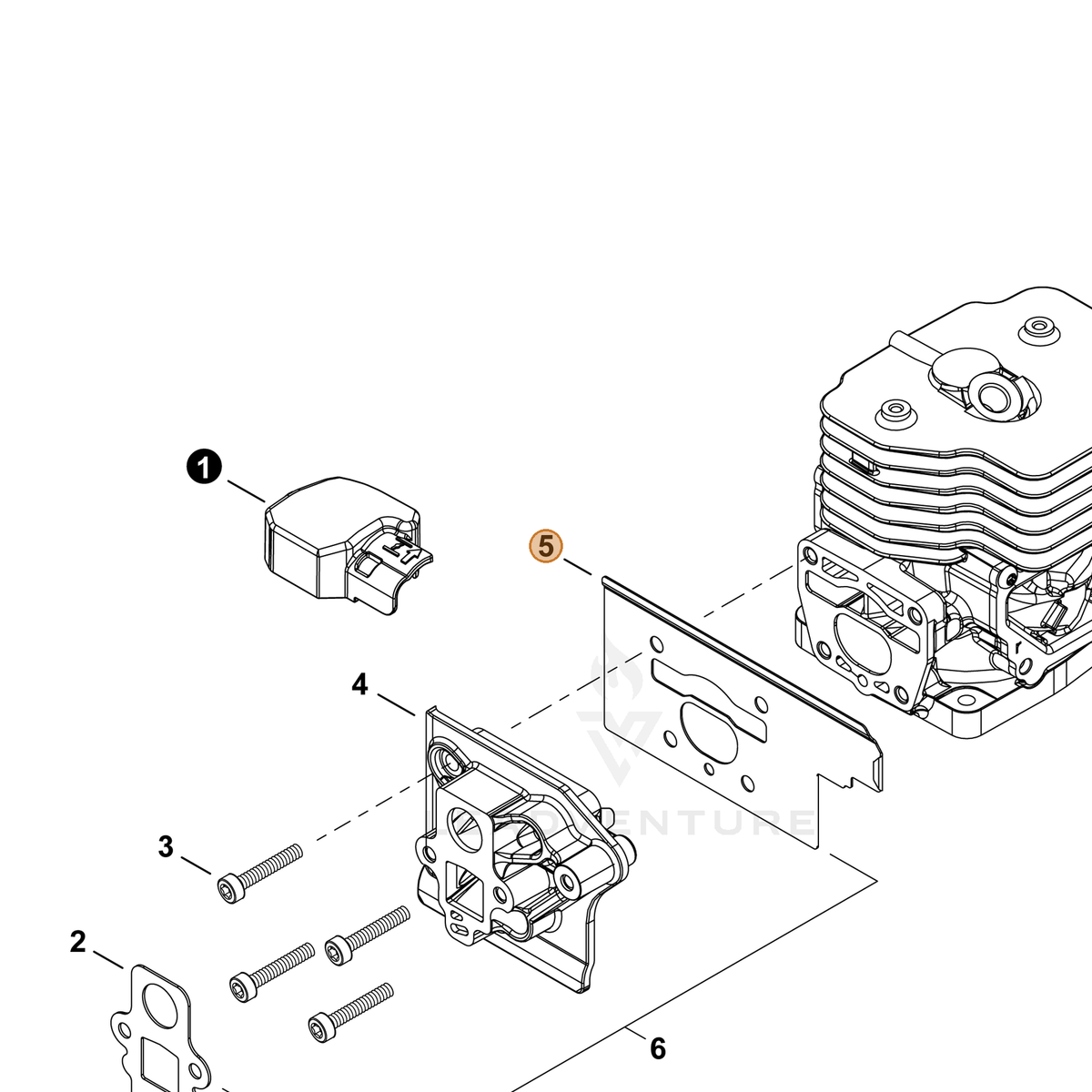 ECHO part V103002260 — IPL diagram snippet (6x zoom, amber highlight)