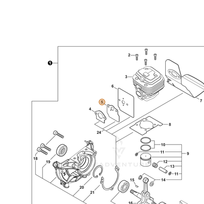 ECHO part V103002300 — IPL diagram snippet (6x zoom, amber highlight)