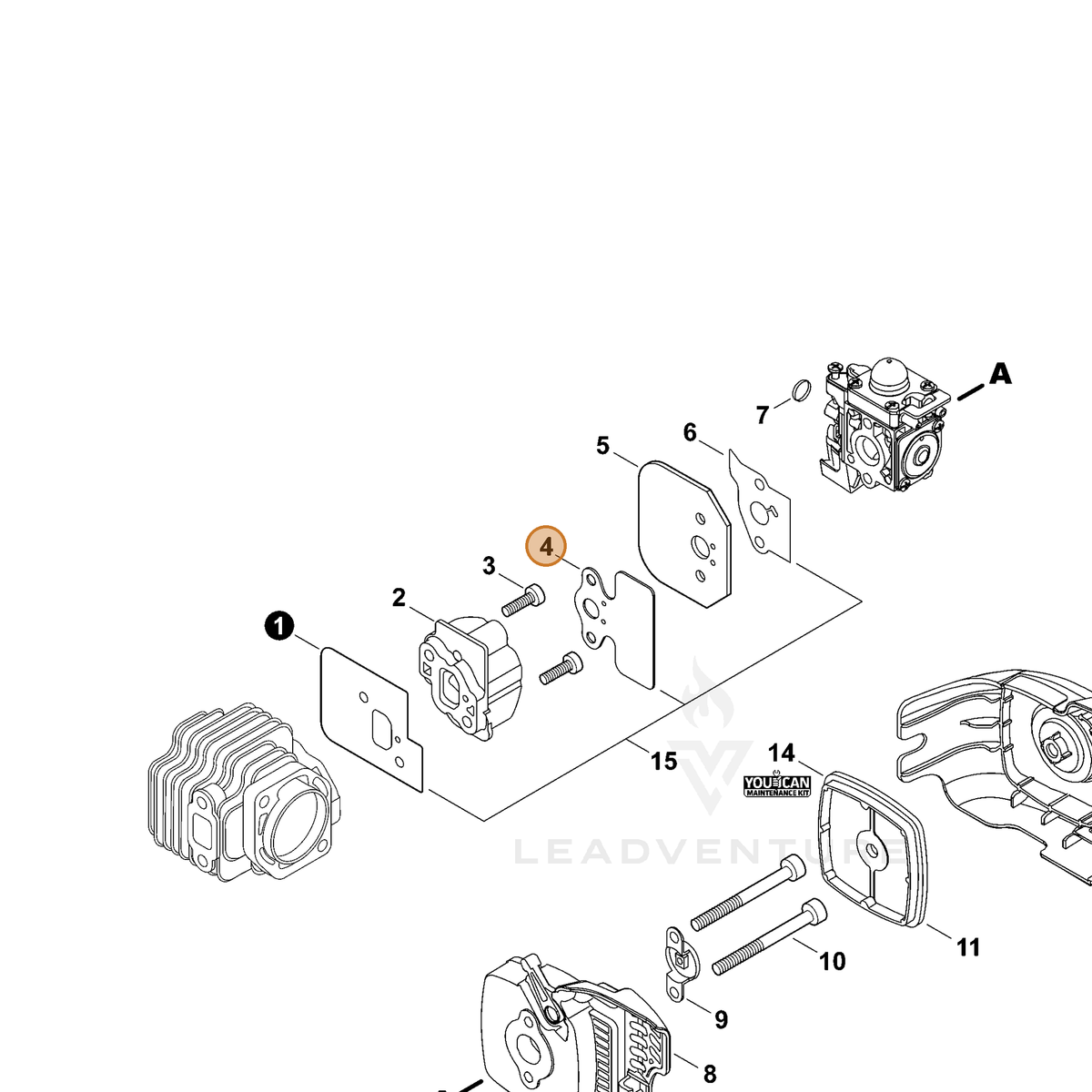 Echo part V103002320 — IPL diagram snippet (6x zoom, amber highlight)