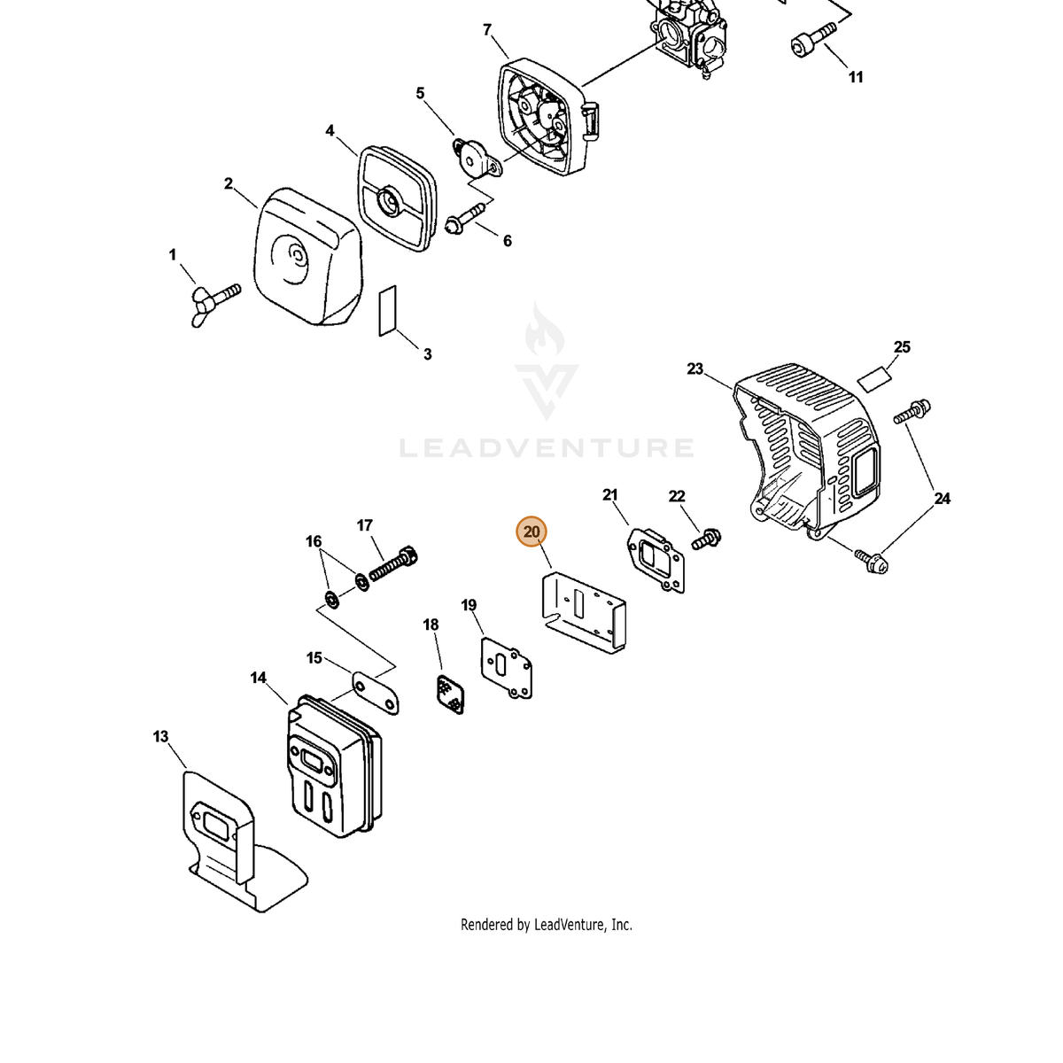 ECHO part V104000012 — IPL diagram snippet (6x zoom, amber highlight)