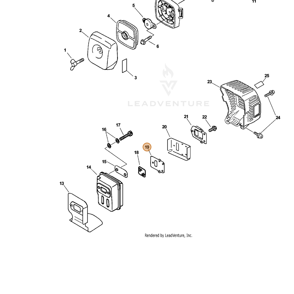 ECHO part V104000033 — IPL diagram snippet (6x zoom, amber highlight)
