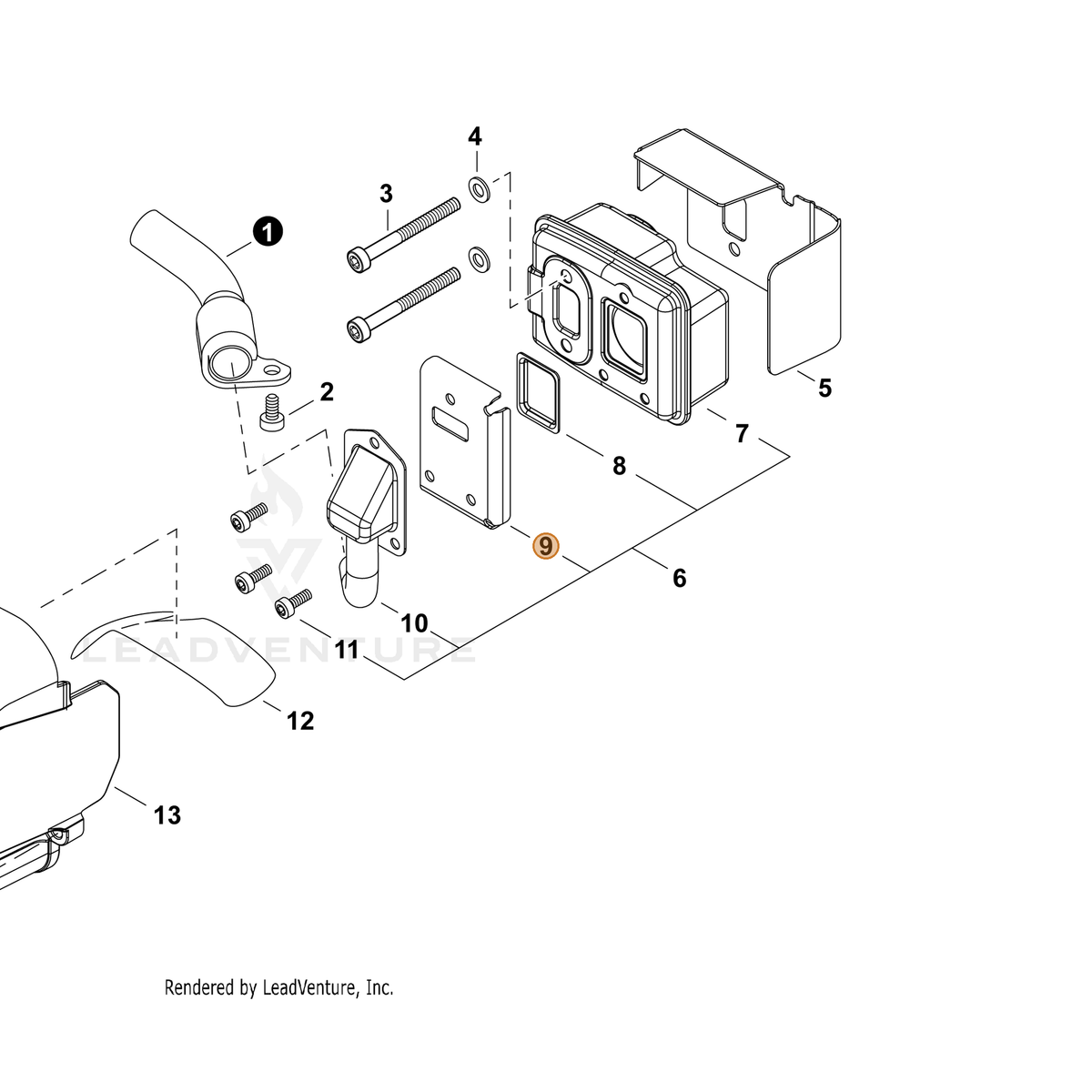 ECHO part V104000072 — IPL diagram snippet (6x zoom, amber highlight)
