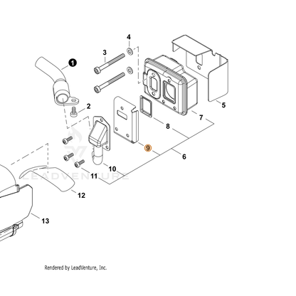 ECHO part V104000072 — IPL diagram snippet (6x zoom, amber highlight)