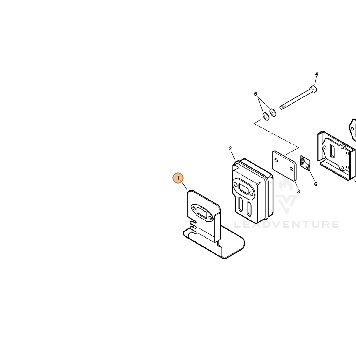 ECHO part V104000101 — IPL diagram snippet (6x zoom, amber highlight)