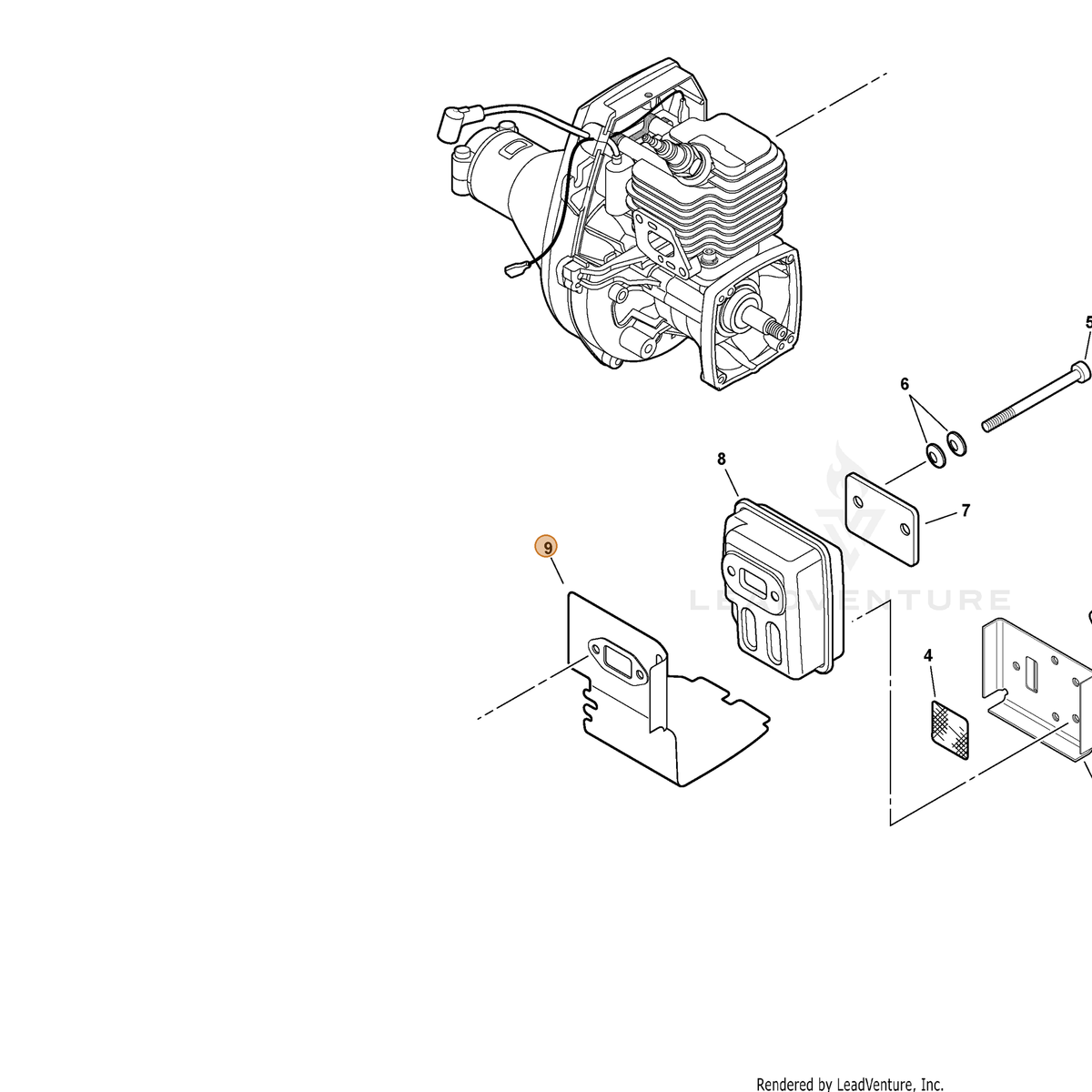 ECHO part V104000111 — IPL diagram snippet (6x zoom, amber highlight)