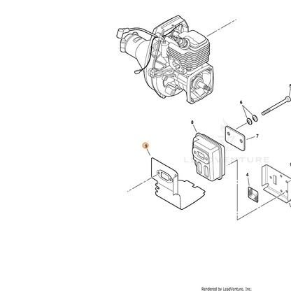 ECHO part V104000111 — IPL diagram snippet (6x zoom, amber highlight)