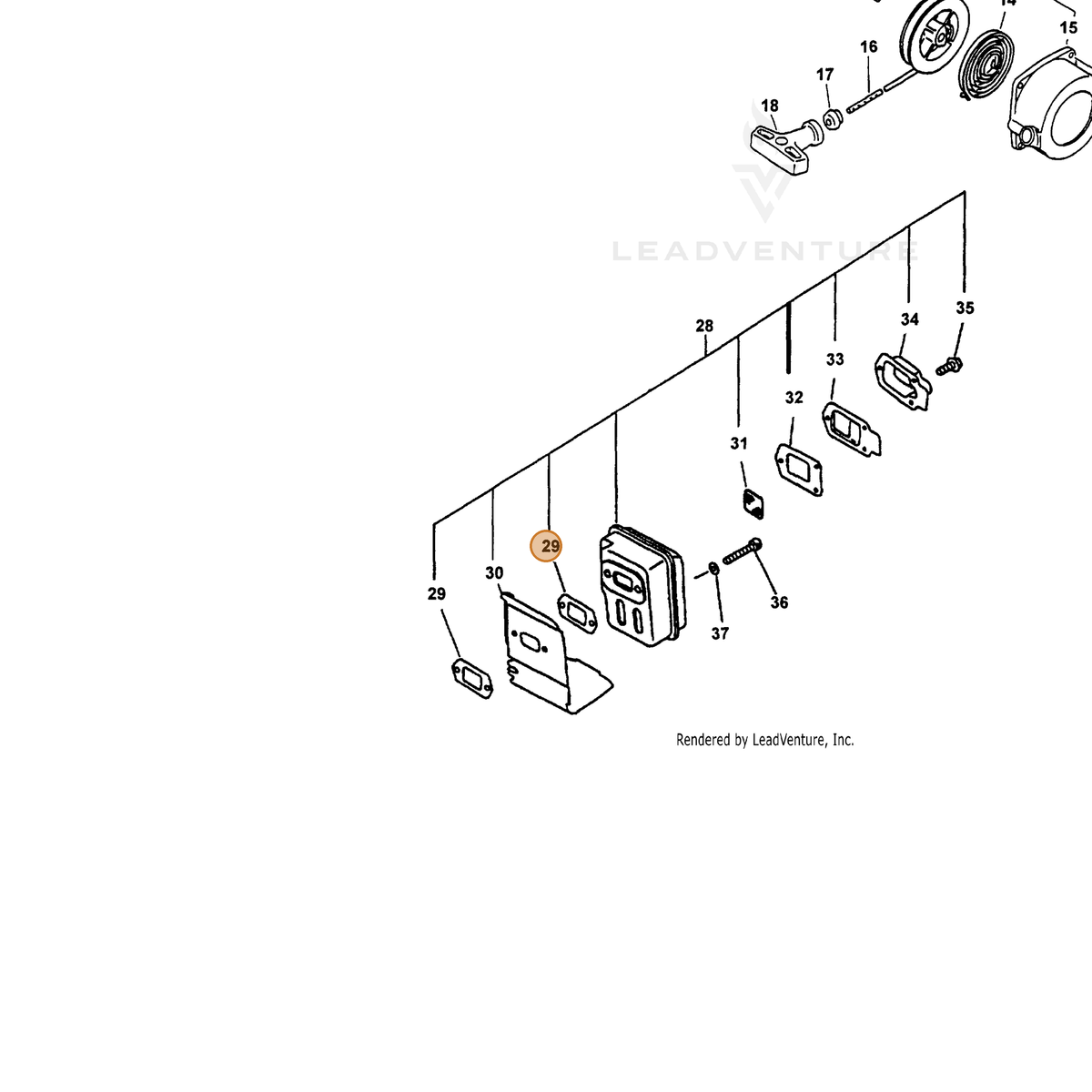 ECHO part V104000160 — IPL diagram snippet (6x zoom, amber highlight)