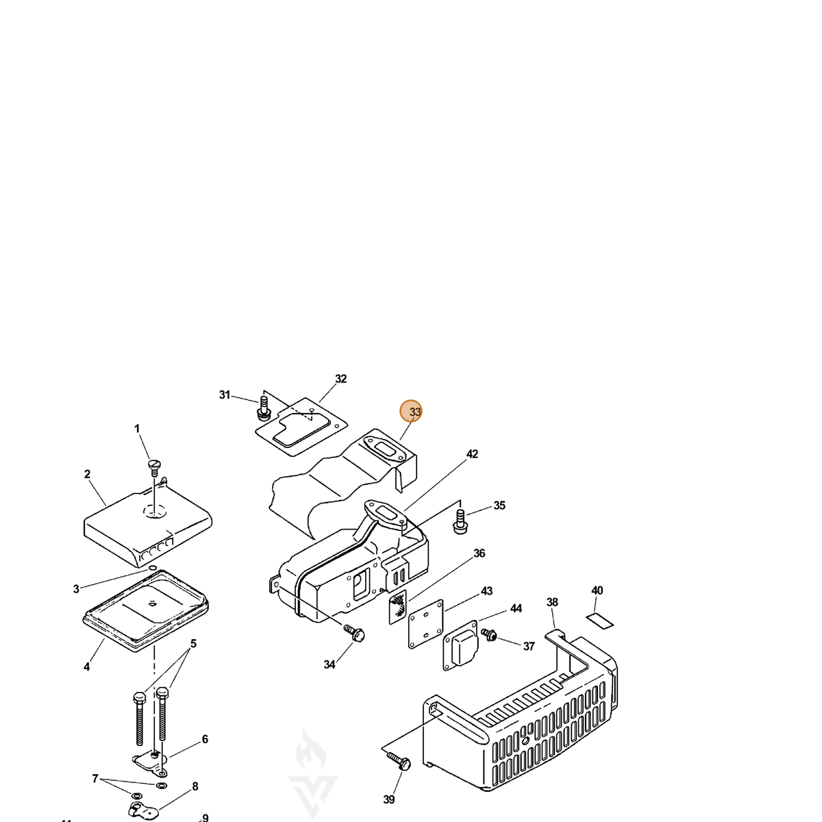 ECHO part V104000190 — IPL diagram snippet (6x zoom, amber highlight)