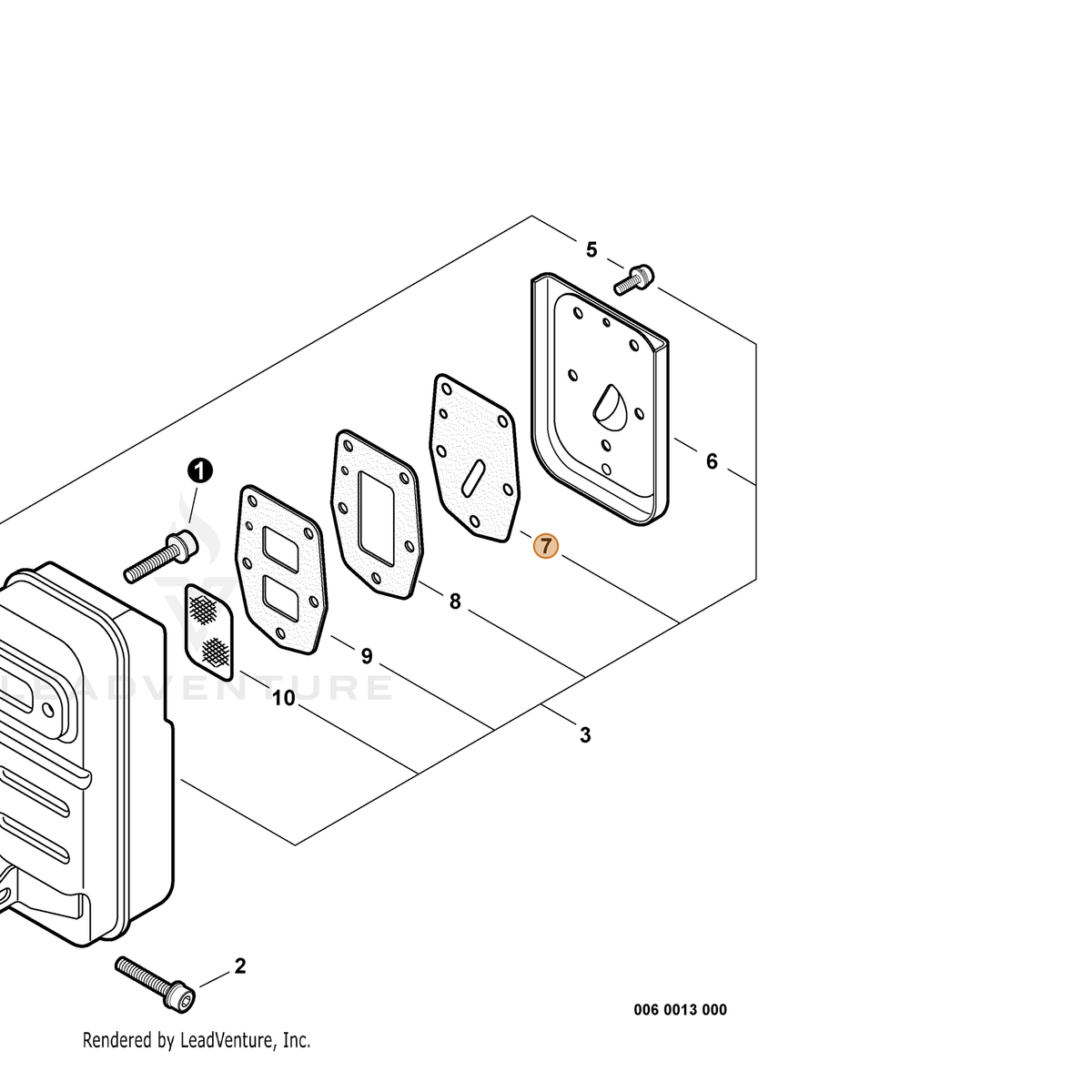 ECHO part V104000231 — IPL diagram snippet (6x zoom, amber highlight)