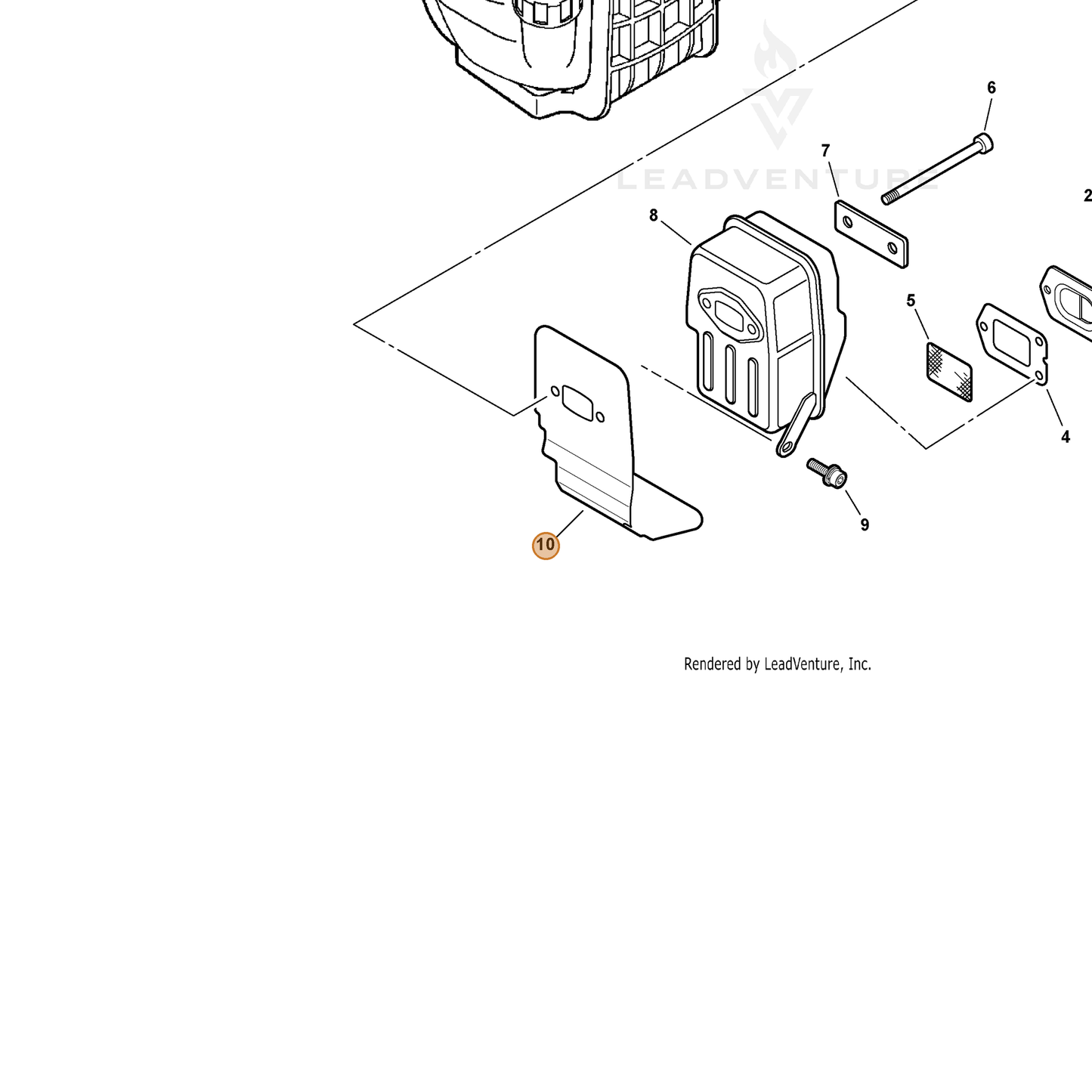 Echo part V104000242 — IPL diagram snippet (6x zoom, amber highlight)