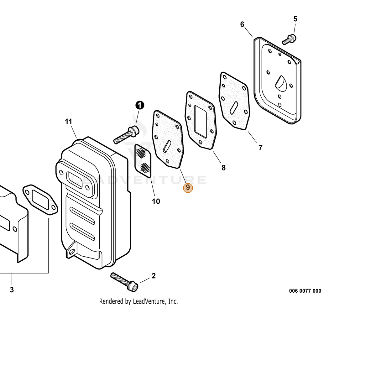 ECHO part V104000291 — IPL diagram snippet (6x zoom, amber highlight)