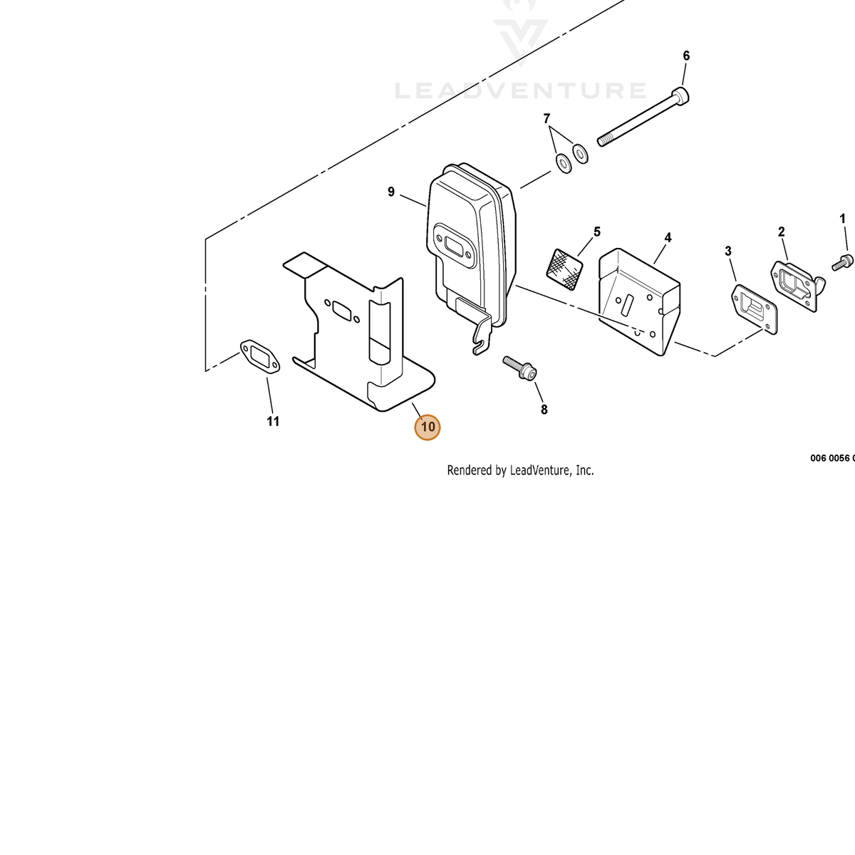 ECHO part V104000310 — IPL diagram snippet (6x zoom, amber highlight)