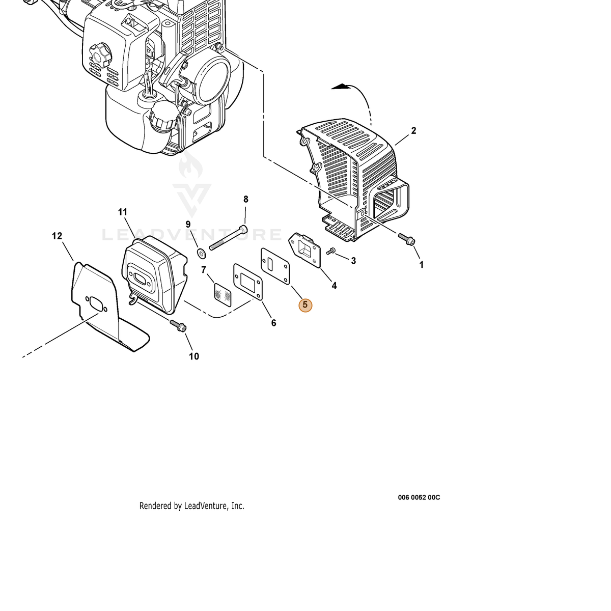 ECHO part V104000340 — IPL diagram snippet (6x zoom, amber highlight)