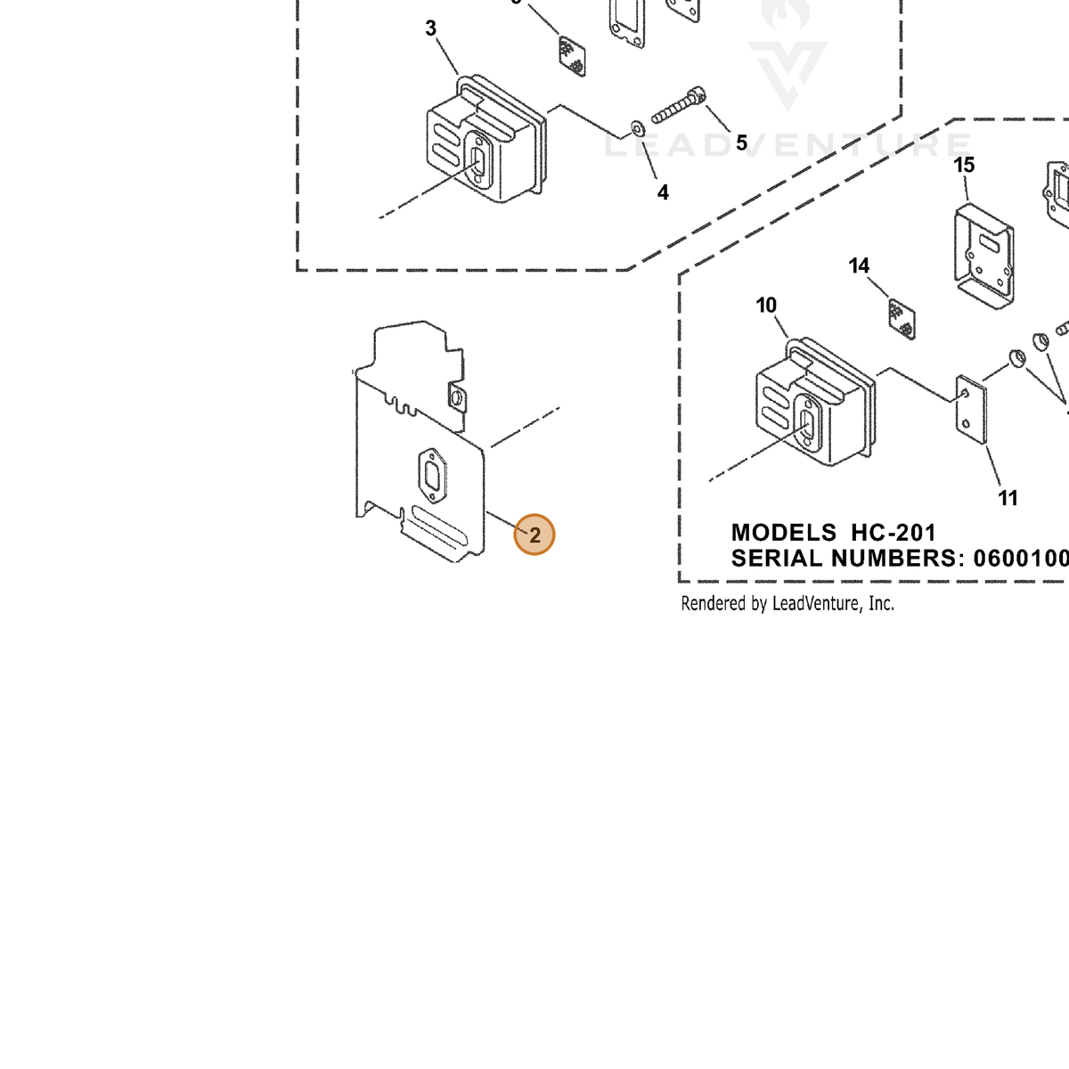 ECHO part V104000390 — IPL diagram snippet (6x zoom, amber highlight)