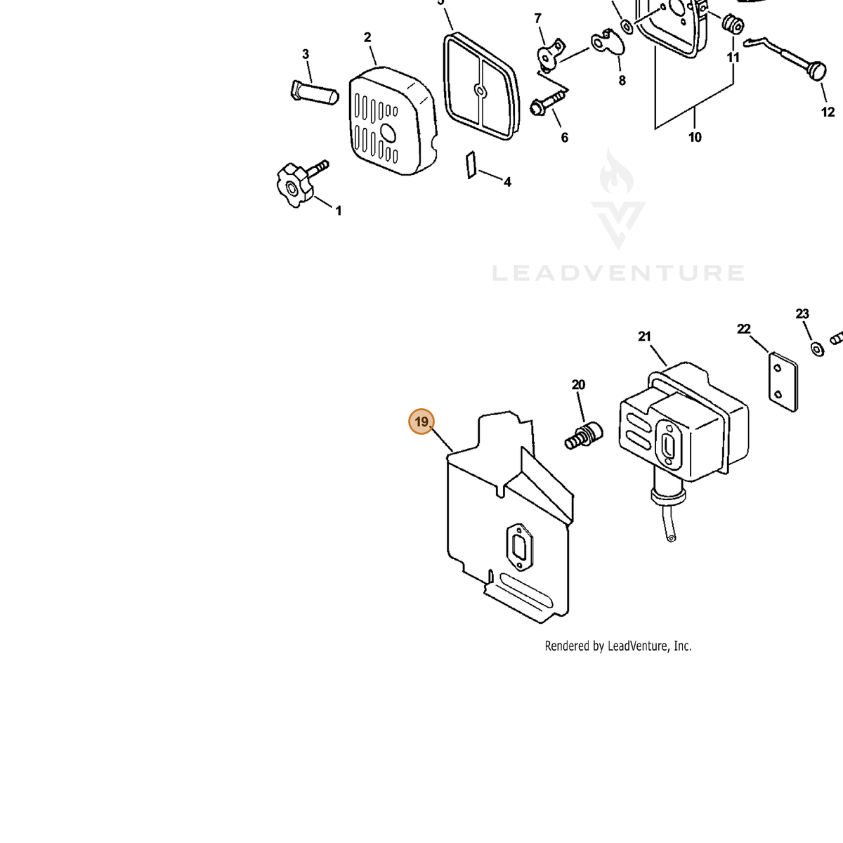 ECHO part V104000410 — IPL diagram snippet (6x zoom, amber highlight)