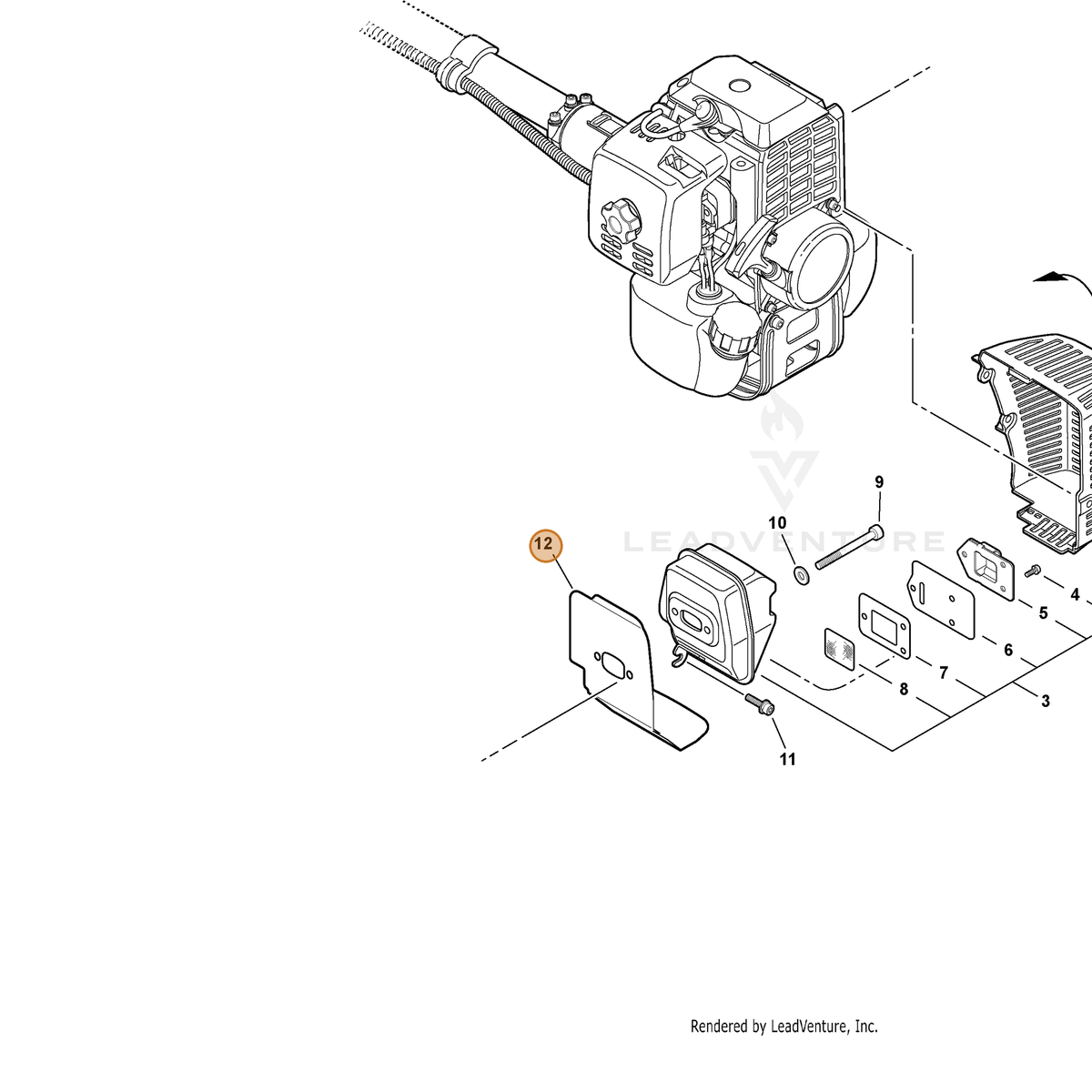 ECHO part V104000490 — IPL diagram snippet (6x zoom, amber highlight)