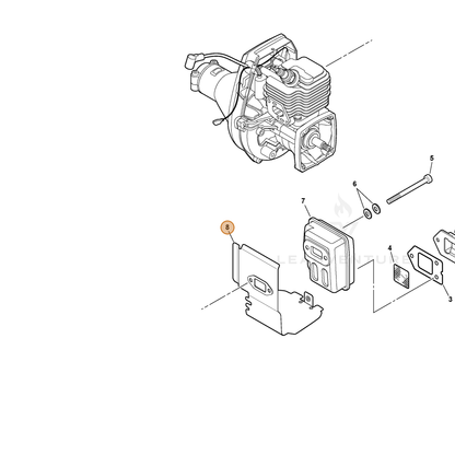ECHO part V104000500 — IPL diagram snippet (6x zoom, amber highlight)