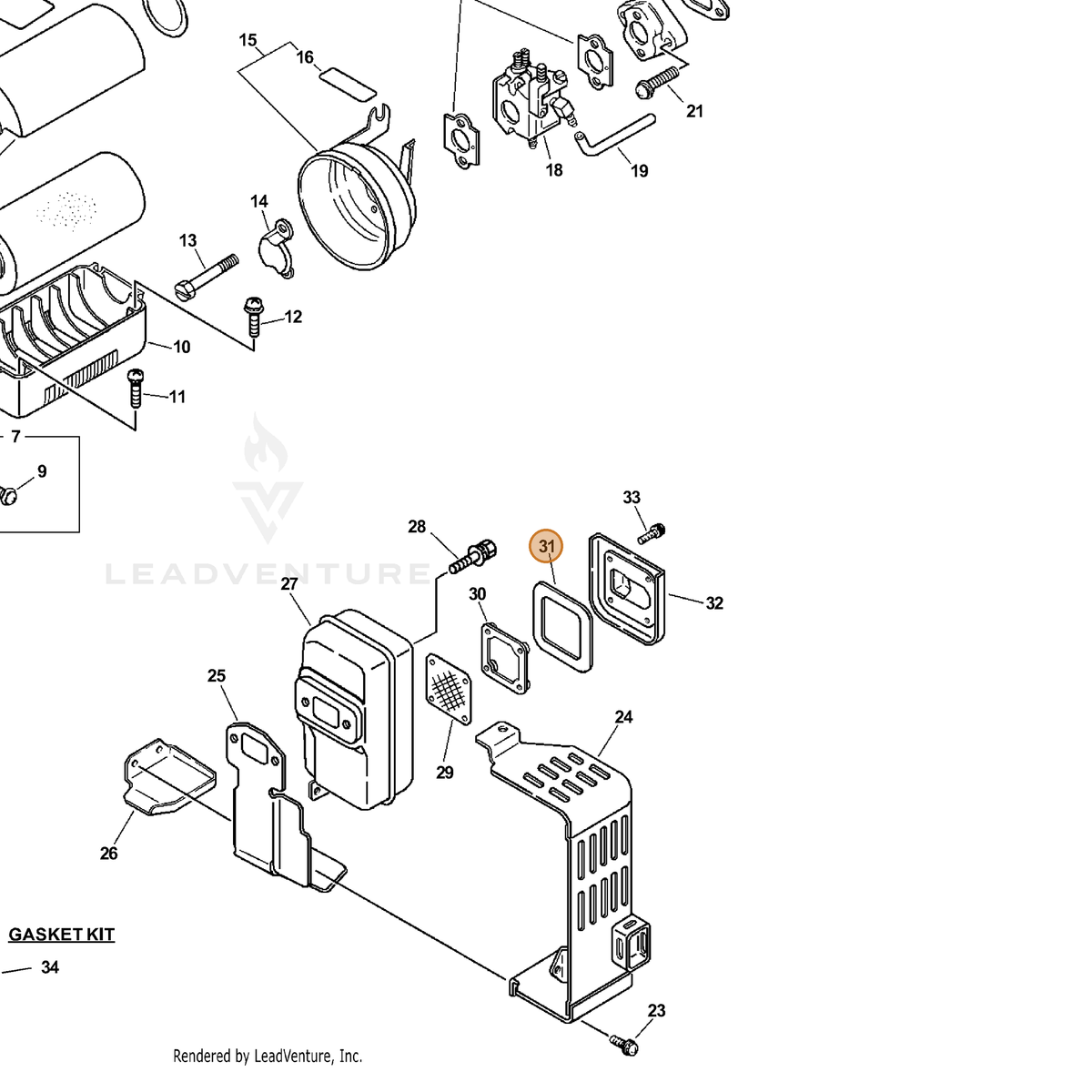 ECHO part V104000540 — IPL diagram snippet (6x zoom, amber highlight)