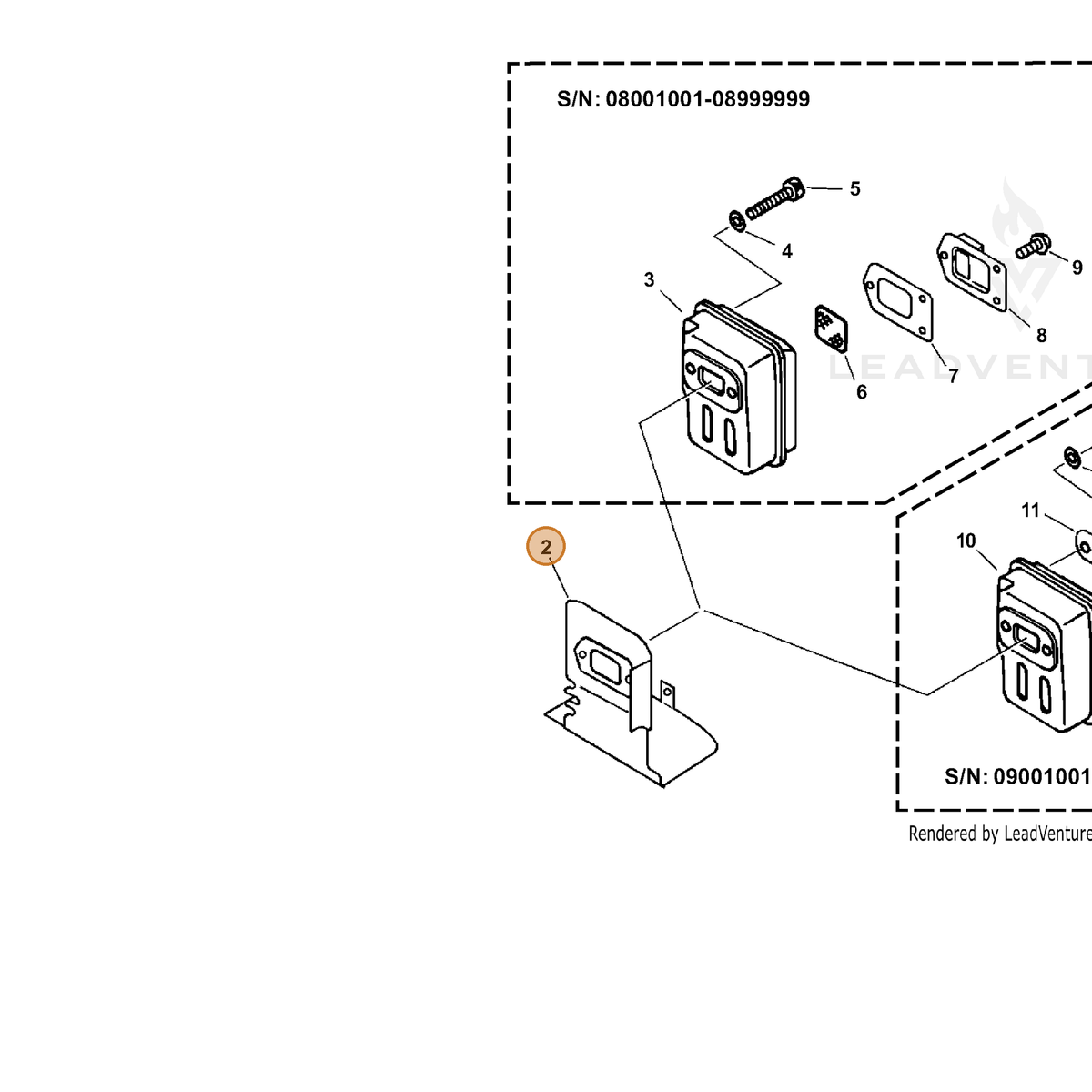 ECHO part V104000640 — IPL diagram snippet (6x zoom, amber highlight)