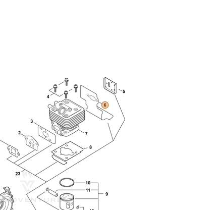ECHO part V104000750 — IPL diagram snippet (6x zoom, amber highlight)
