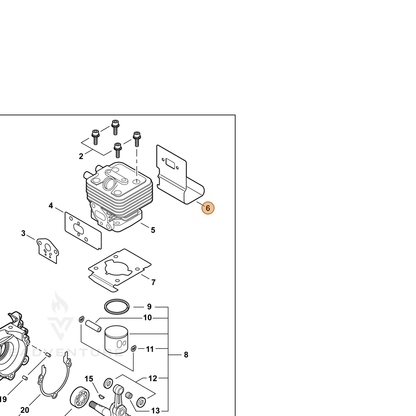 ECHO part V104000780 — IPL diagram snippet (6x zoom, amber highlight)