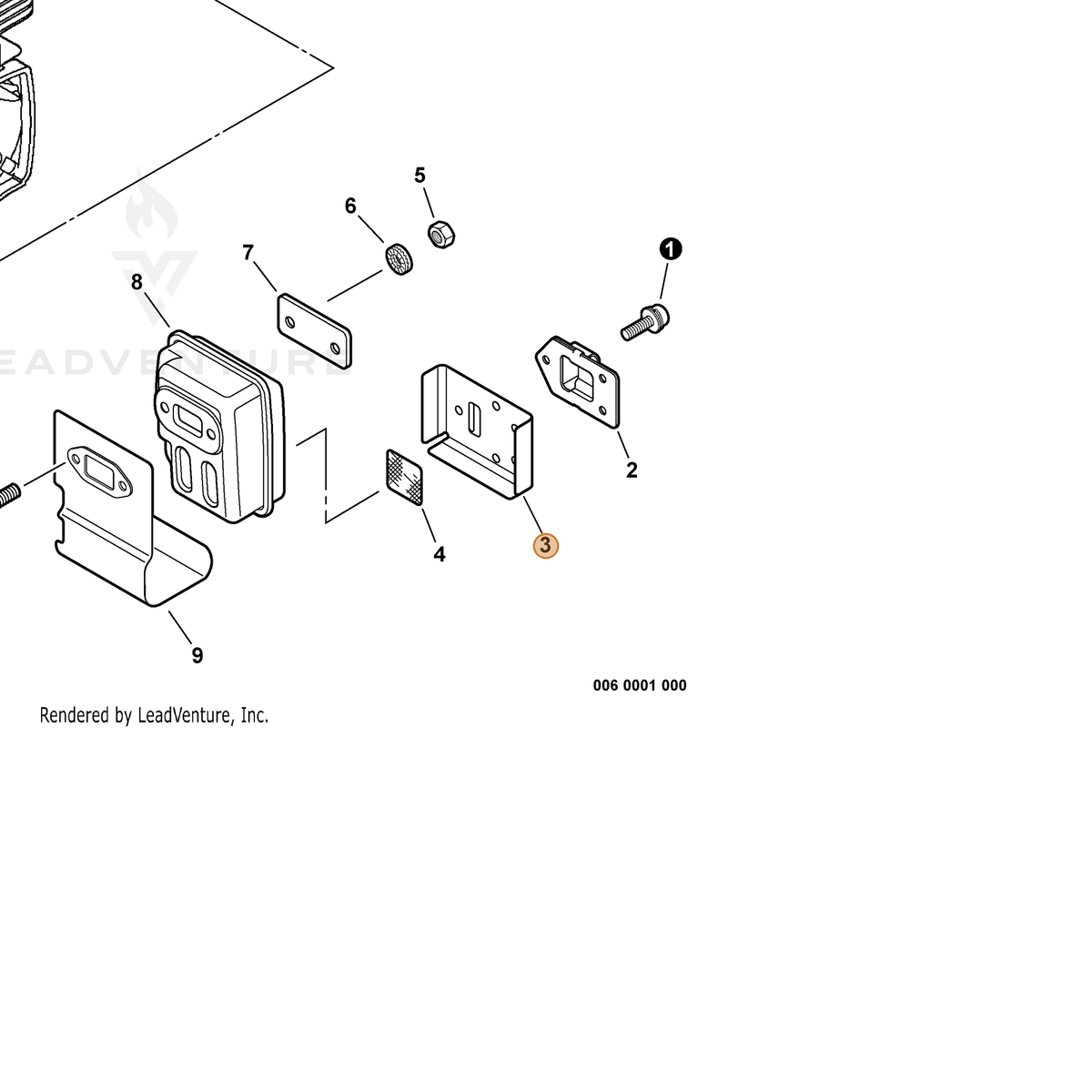 ECHO part V104000790 — IPL diagram snippet (6x zoom, amber highlight)