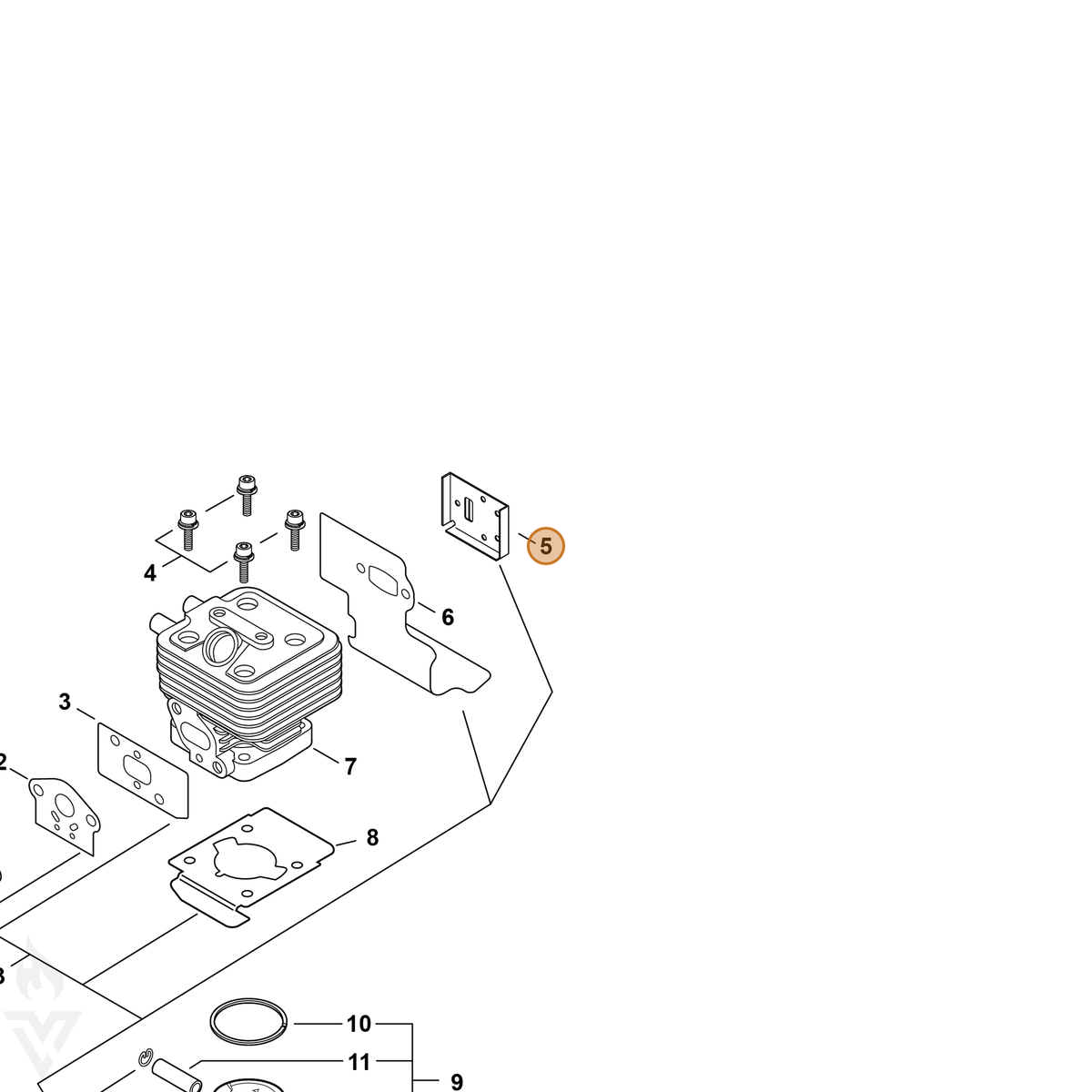 ECHO part V104000840 — IPL diagram snippet (6x zoom, amber highlight)