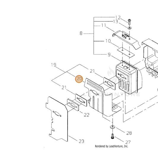Echo part V104001240 — IPL diagram snippet (6x zoom, amber highlight)