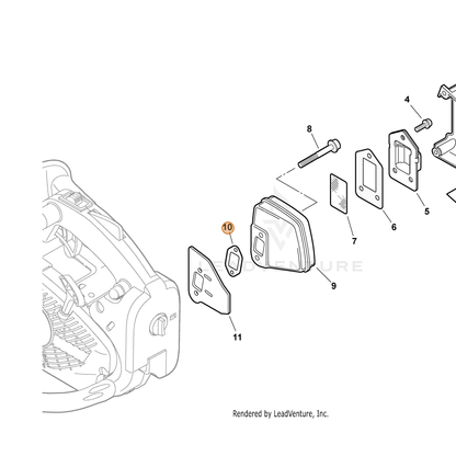 ECHO part V104001860 — IPL diagram snippet (6x zoom, amber highlight)