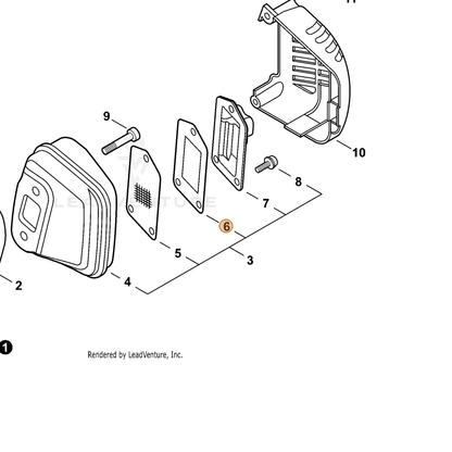ECHO part V104001980 — IPL diagram snippet (6x zoom, amber highlight)