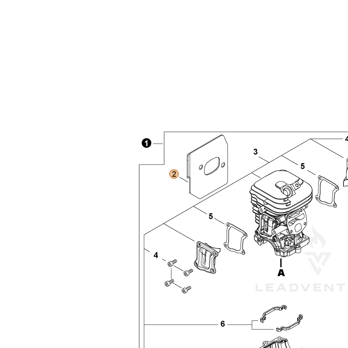 ECHO part V104002340 — IPL diagram snippet (6x zoom, amber highlight)