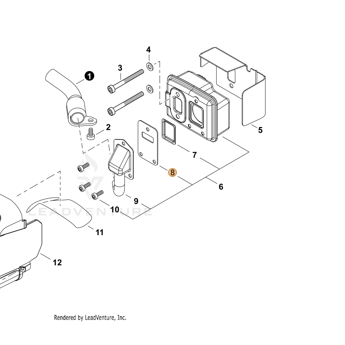 ECHO part V104002420 — IPL diagram snippet (6x zoom, amber highlight)