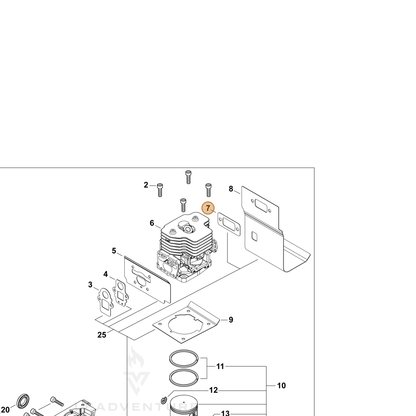ECHO part V104002440 — IPL diagram snippet (6x zoom, amber highlight)