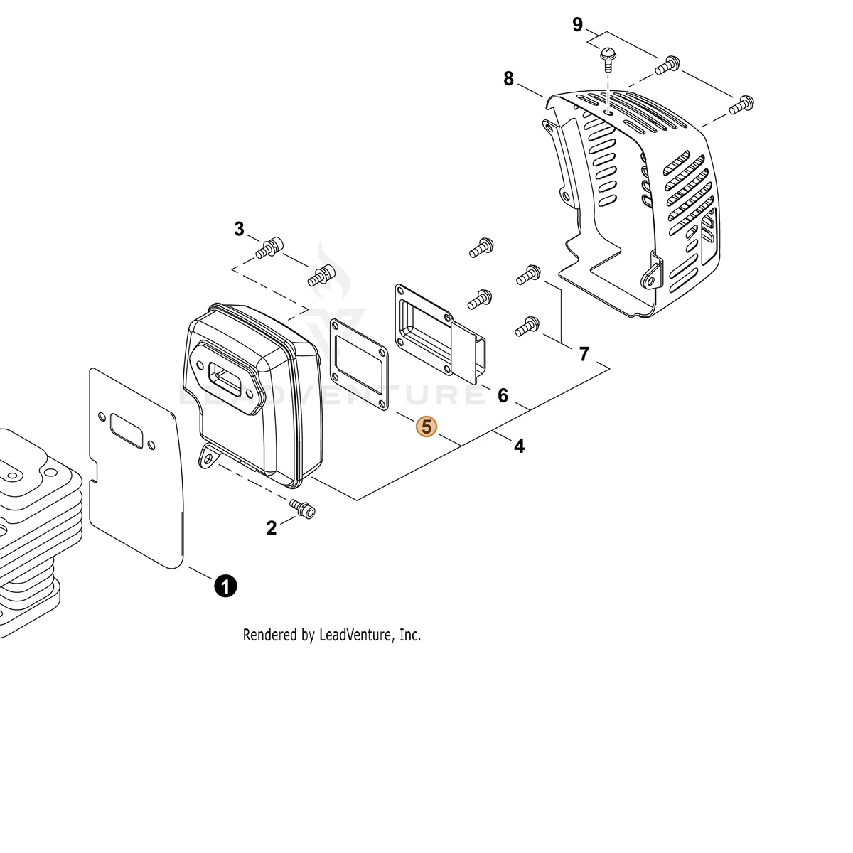 ECHO part V104002460 — IPL diagram snippet (6x zoom, amber highlight)