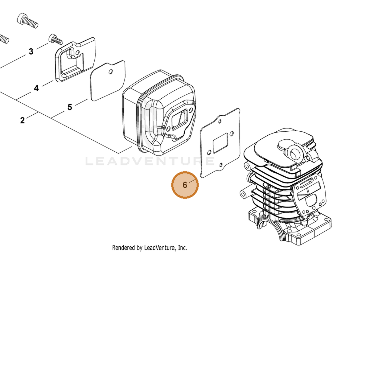 ECHO part V104002570 — IPL diagram snippet (6x zoom, amber highlight)